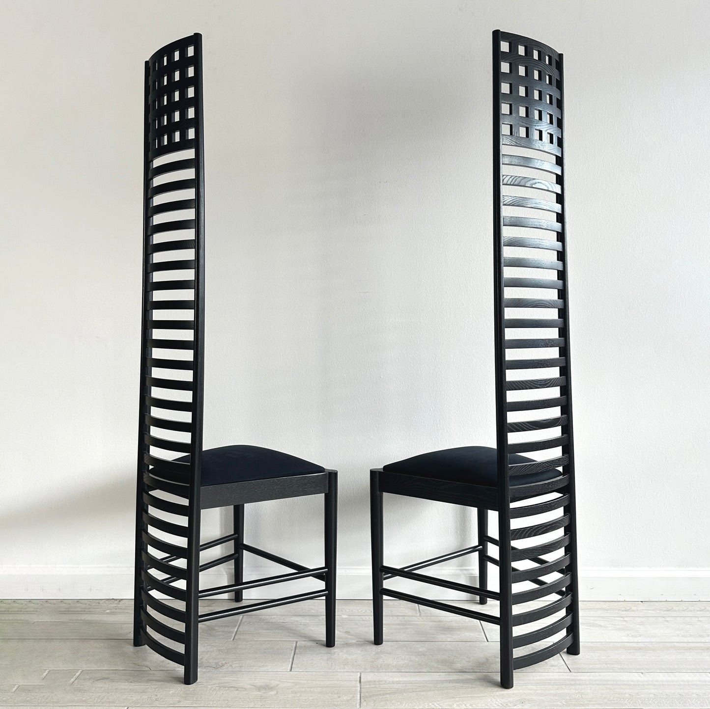 Sculptural Pair of Hill House Chairs Designed by Charles Rennie Mackintosh, 1980s