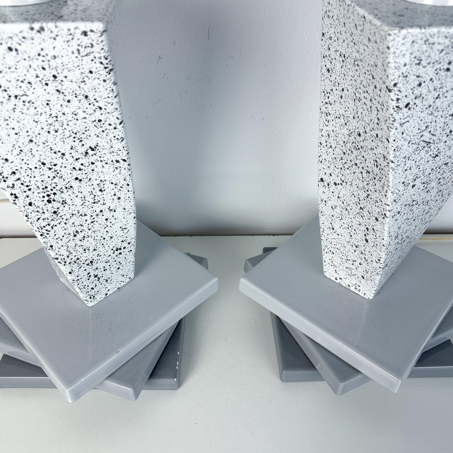 Massimo Vallotto for Viba Postmodern Italian Ceramic Lamp Pair Media 2 of 12