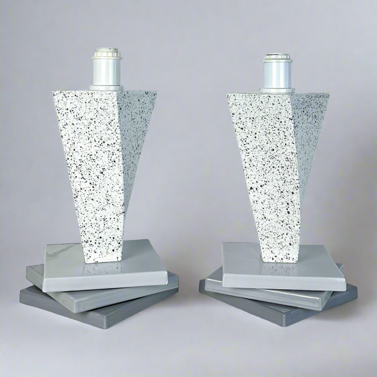 Massimo Vallotto for Viba Postmodern Italian Ceramic Lamp Pair Media 2 of 12