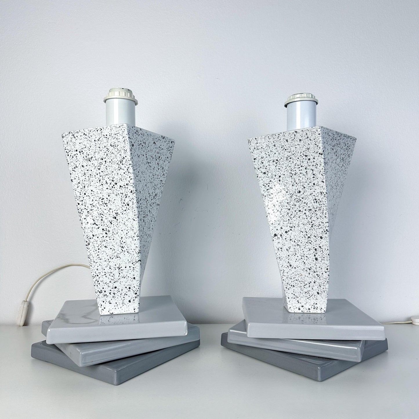 Massimo Vallotto for Viba Postmodern Italian Ceramic Lamp Pair Media 2 of 12