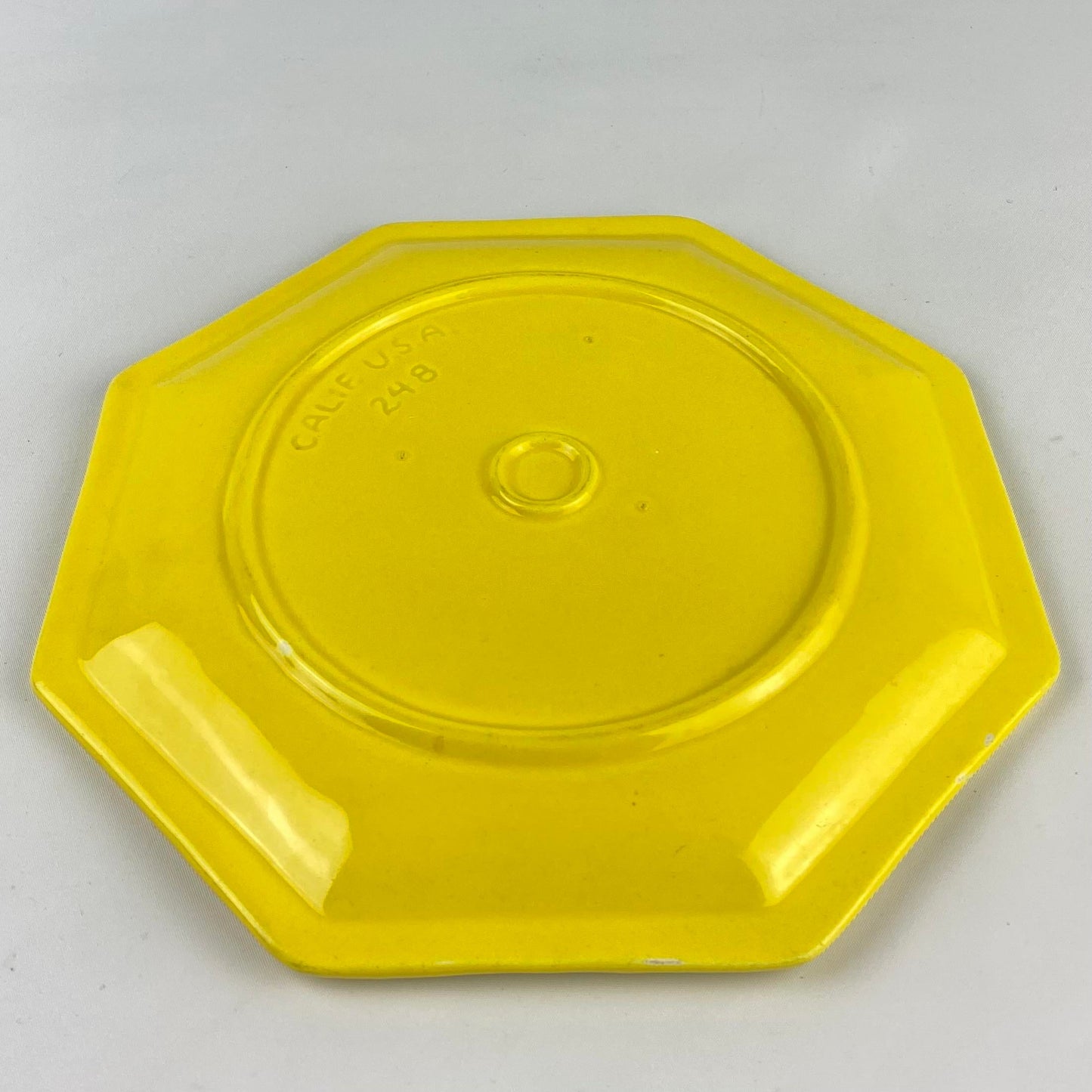 Mid-Century Octagon California Pottery Ceramic Dishes- S/6