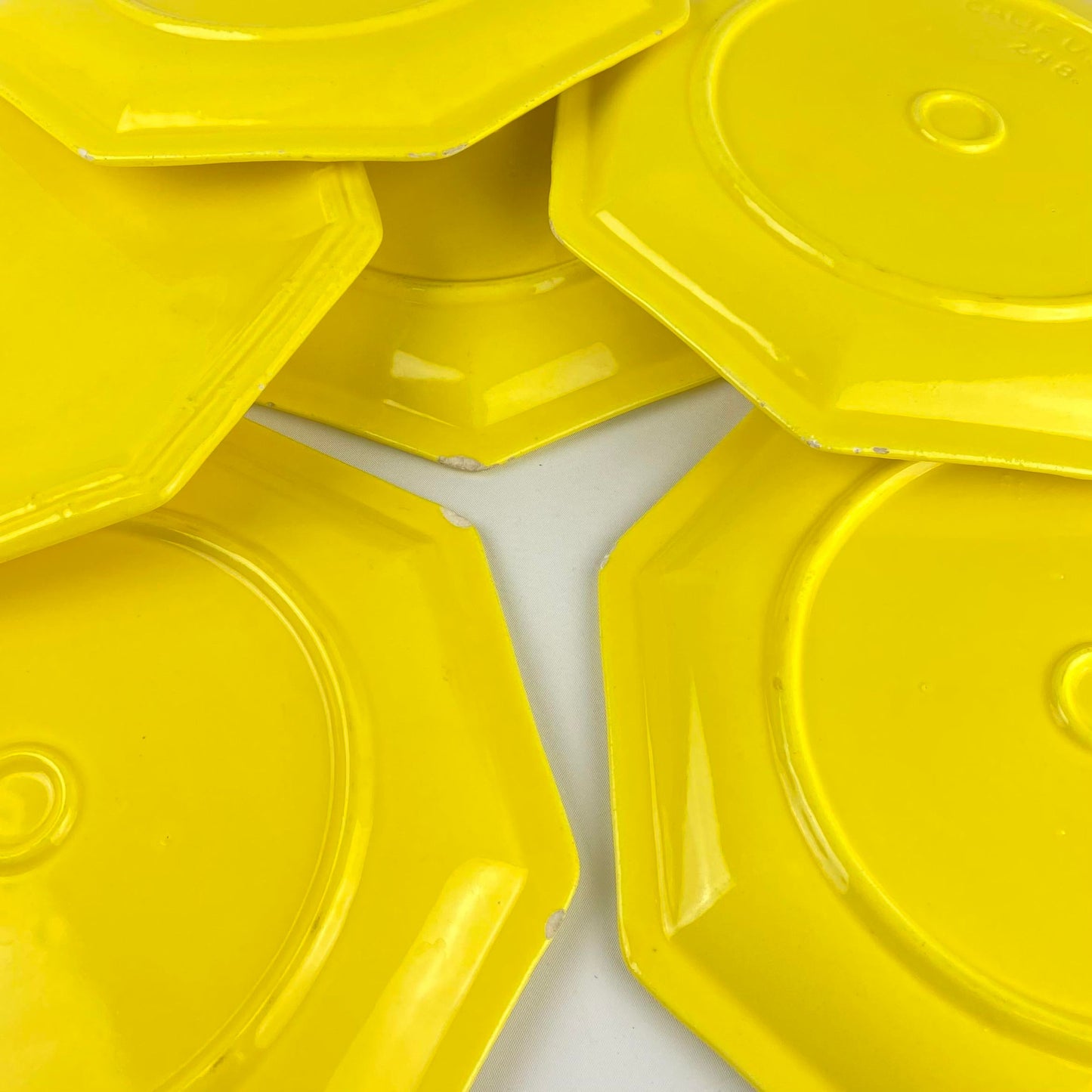 Mid-Century Octagon California Pottery Ceramic Dishes- S/6