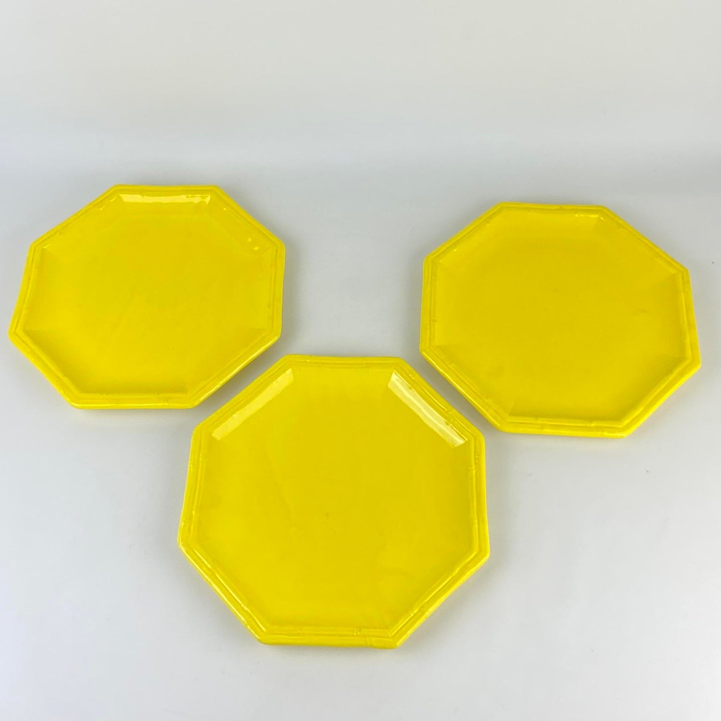Mid-Century Octagon California Pottery Ceramic Dishes- S/6