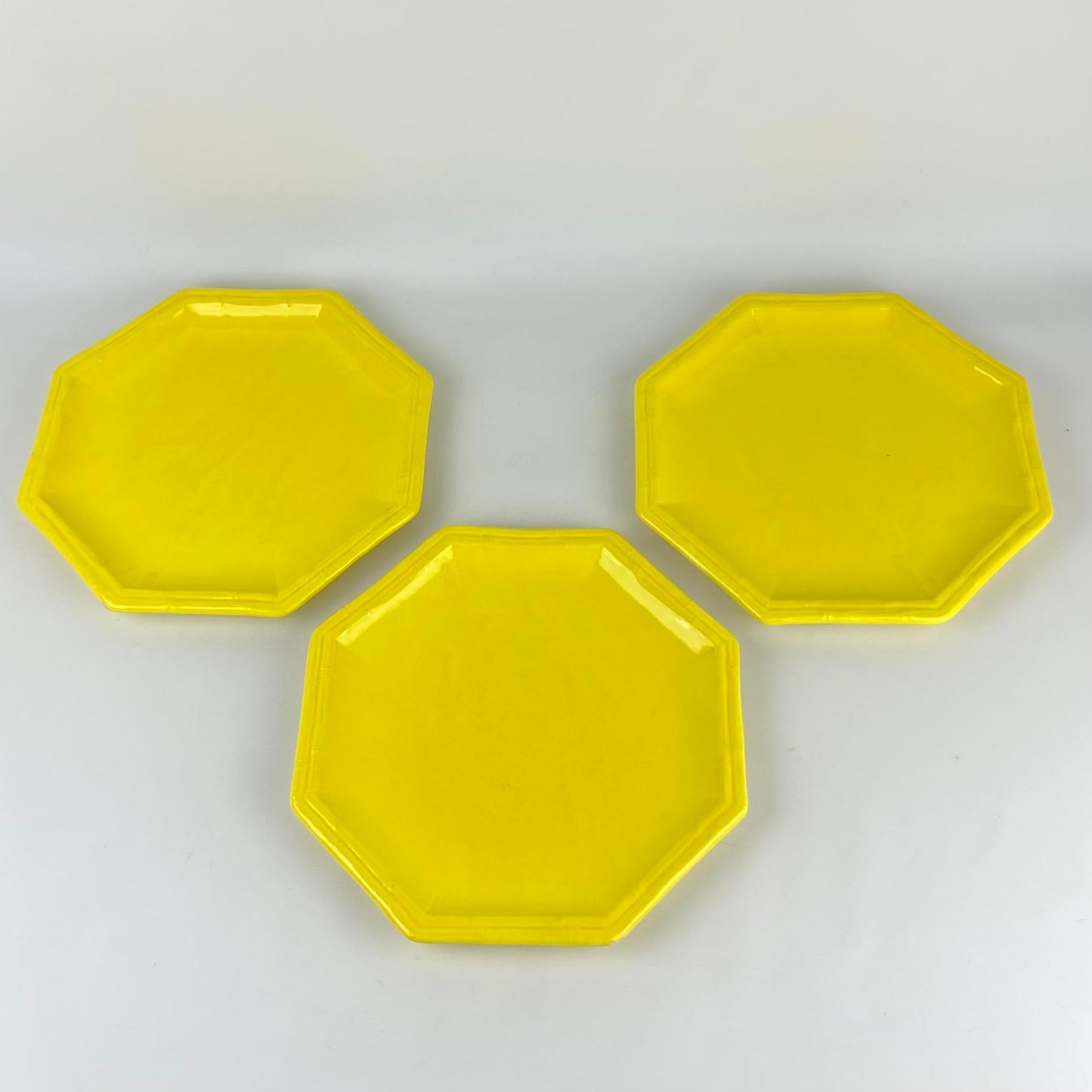 Mid-Century Octagon California Pottery Ceramic Dishes- S/6