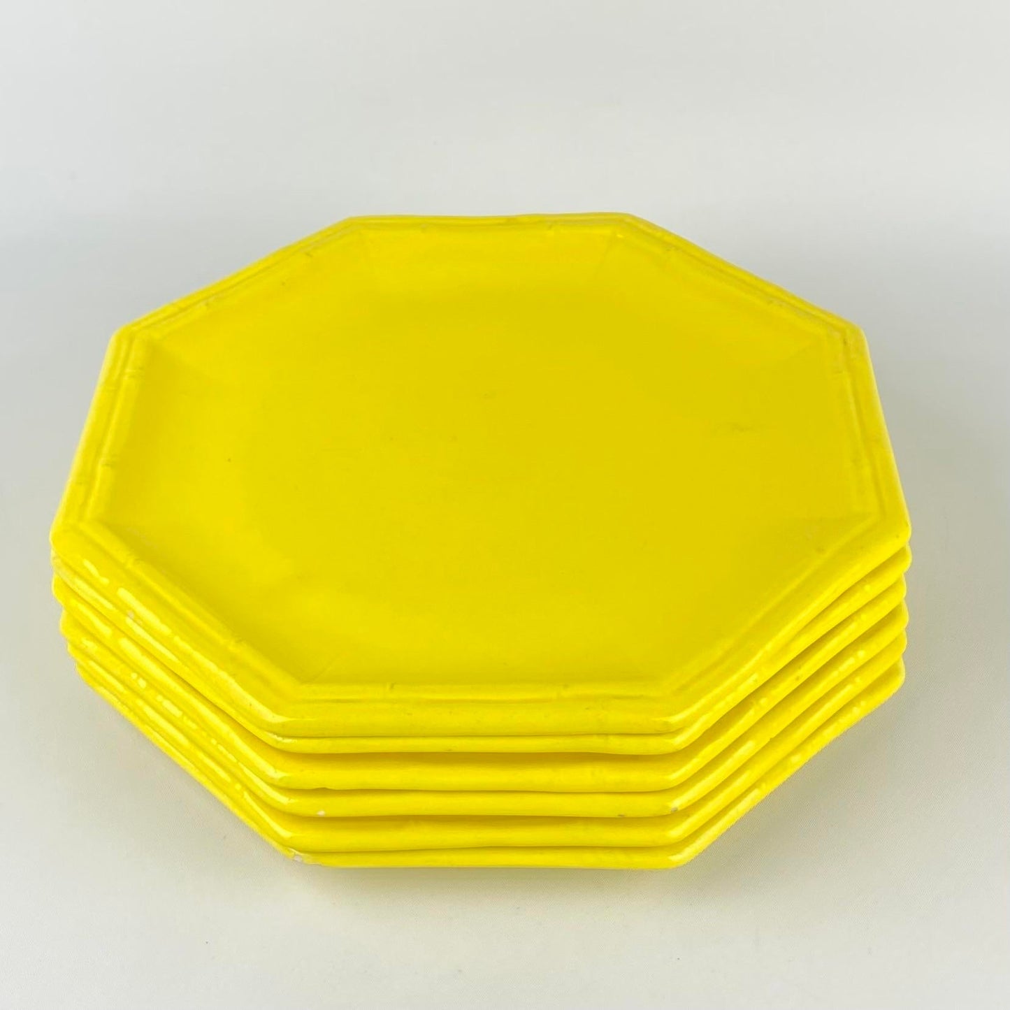 Mid-Century Octagon California Pottery Ceramic Dishes- S/6