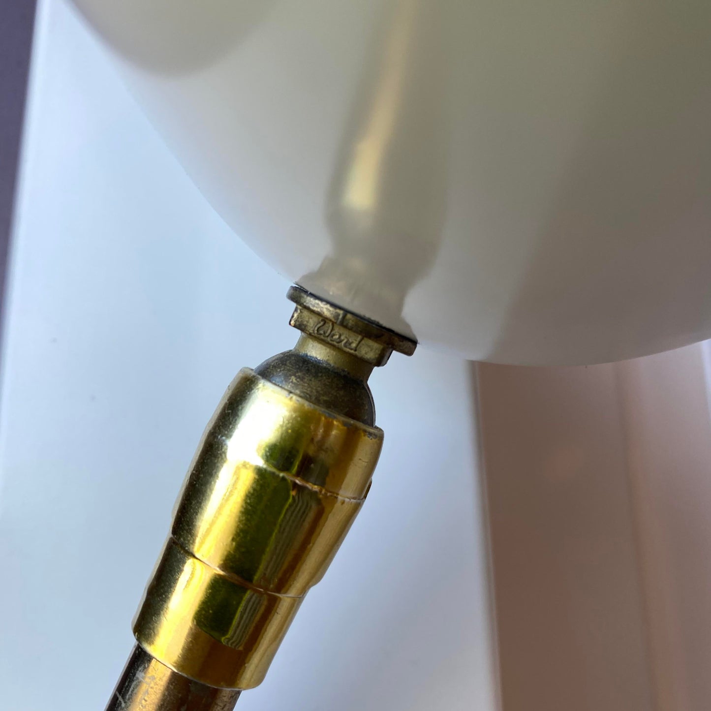 Mid-Century Ward White Lacquered and Brass Pharmacy Adjustable Floor Lamp
