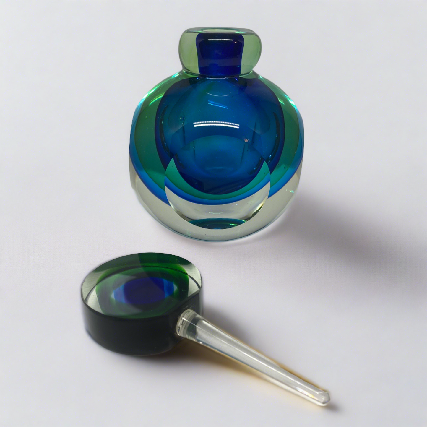 Murano Sommerso Style Glass Op Art Perfume Bottle
