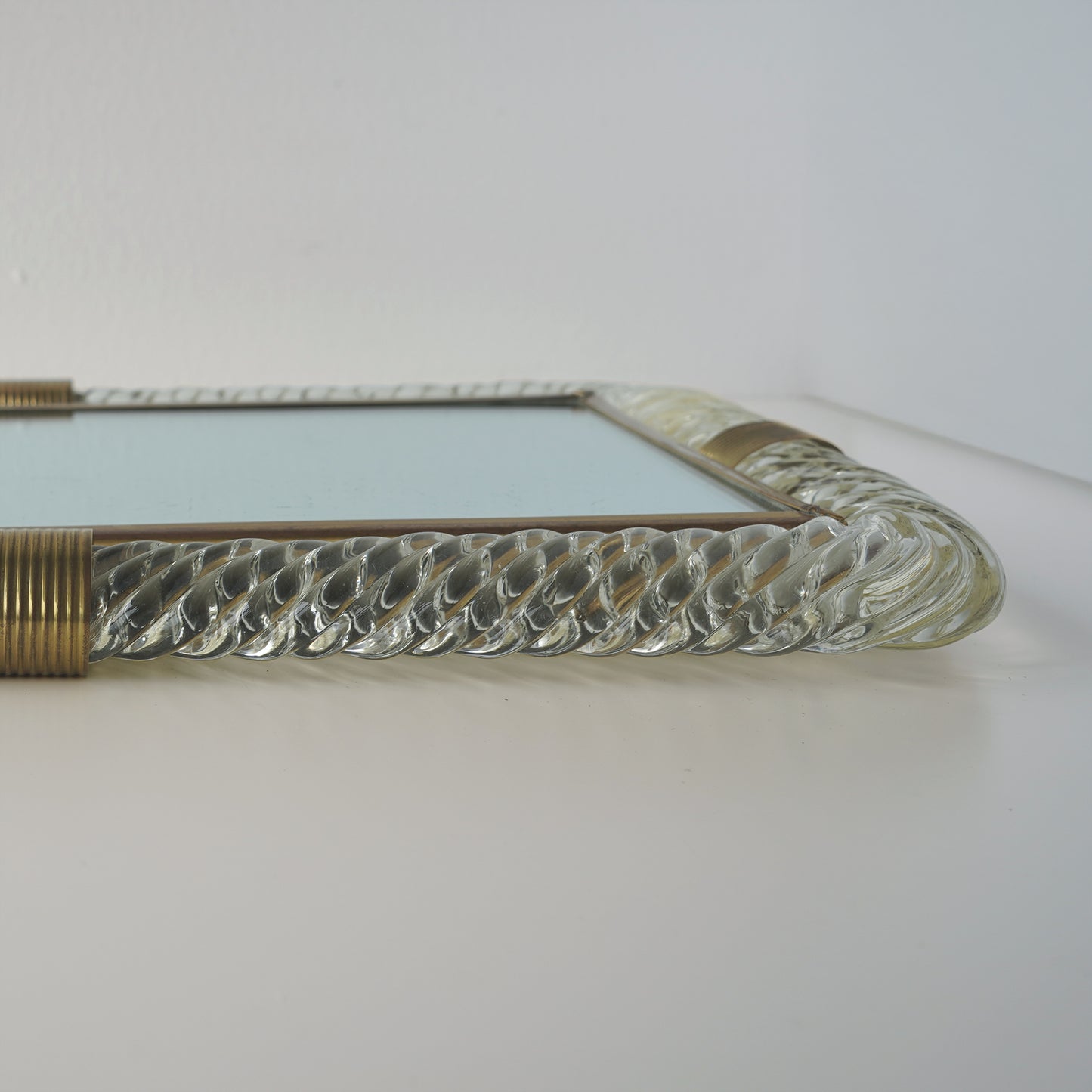 Barovier & Toso Twist Murano Glass and Brass Tray