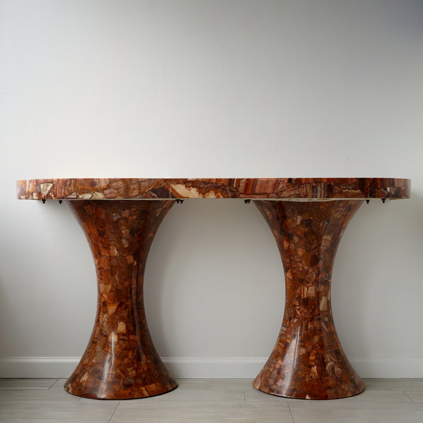 Muller's of Mexico Onyx Double Pedestal Console Table, 1960s
