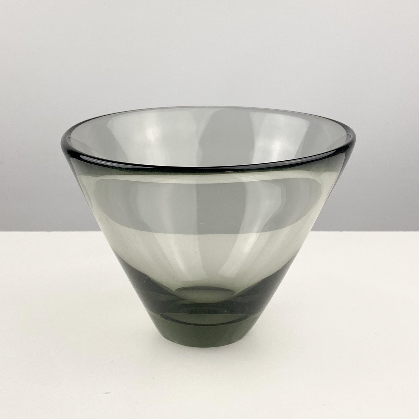 Per Lutken Holmegaard Smoked Glass Slanted Bowl