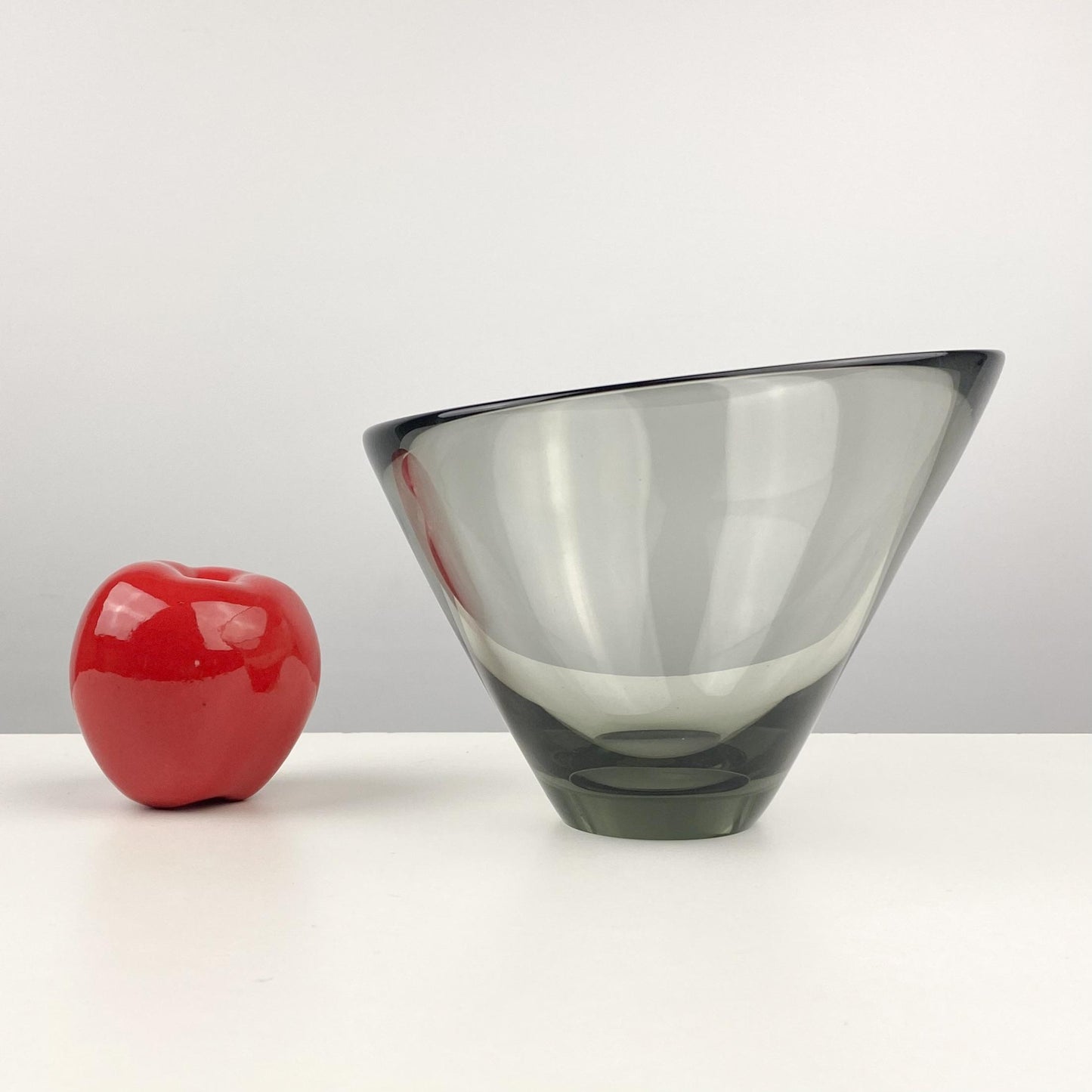 Per Lutken Holmegaard Smoked Glass Slanted Bowl