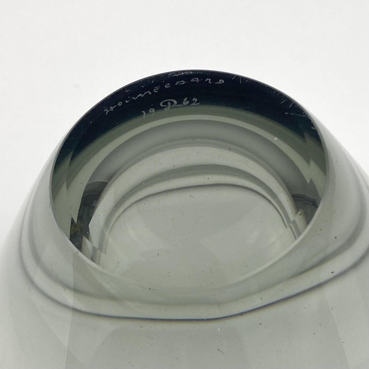 Per Lutken Holmegaard Smoked Glass Slanted Bowl
