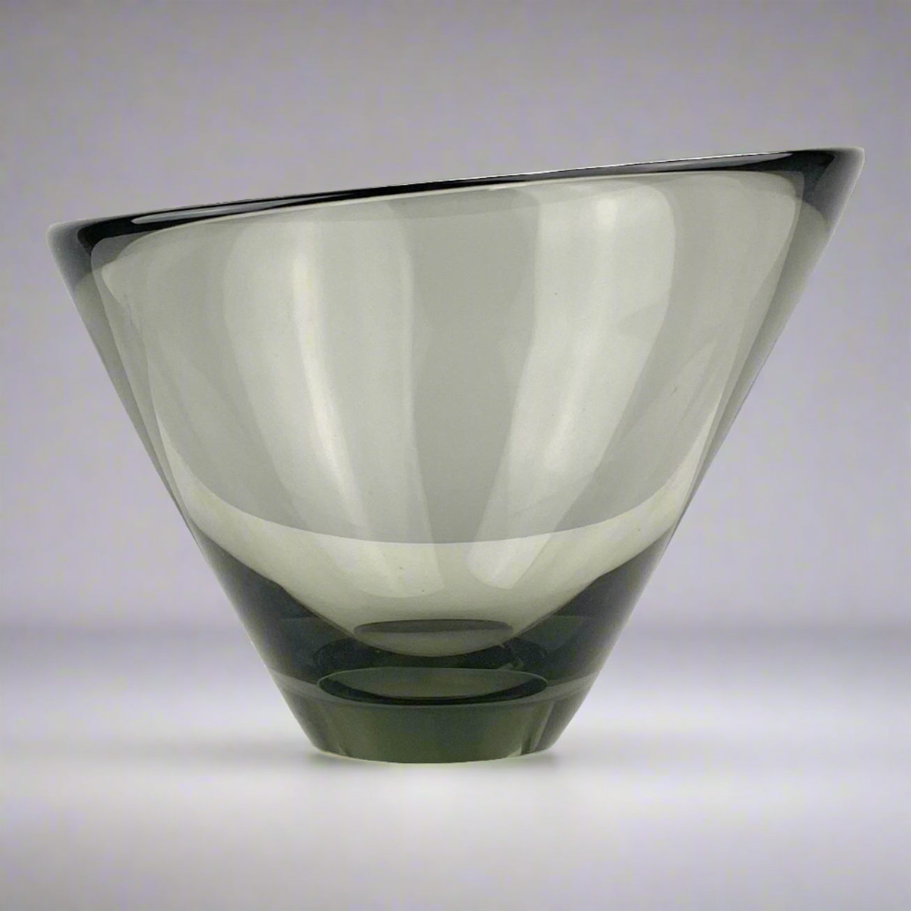 Per Lutken Holmegaard Smoked Glass Slanted Bowl