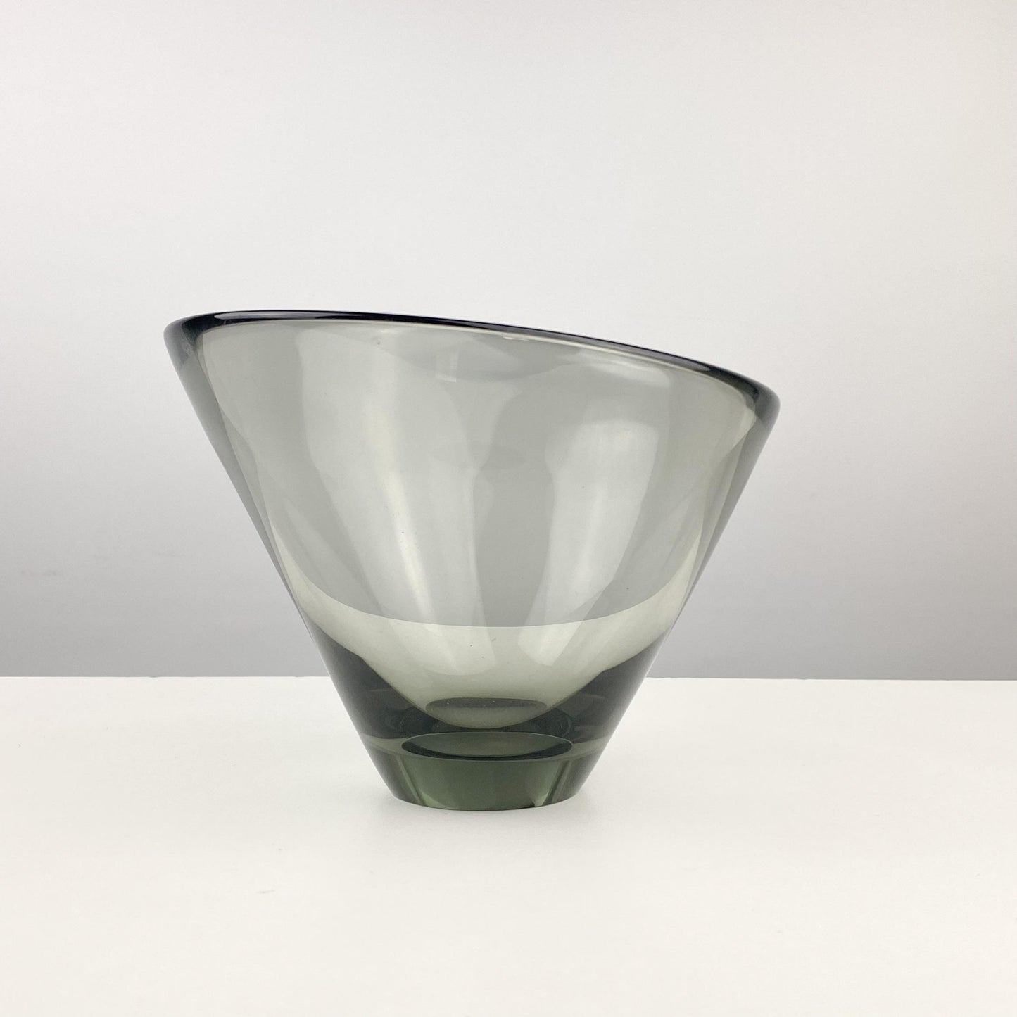 Per Lutken Holmegaard Smoked Glass Slanted Bowl