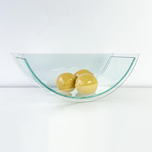 Vintage Postmodern Counterweight Glass Vase or Fruit Bowl