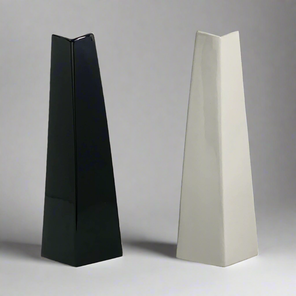 Postmodern Slanted Black and White Vase Pair by Studio Nova