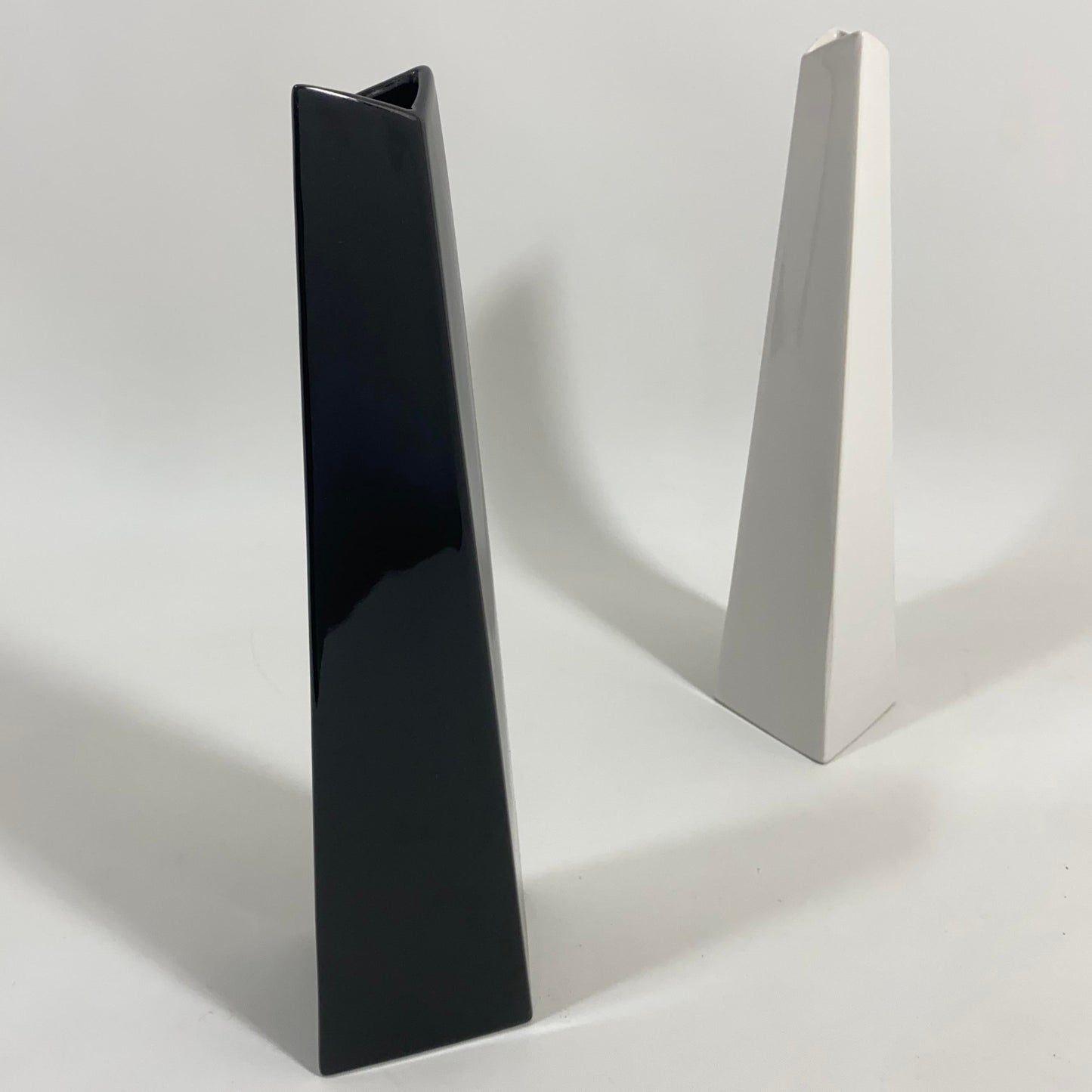 Postmodern Slanted Black and White Vase Pair by Studio Nova