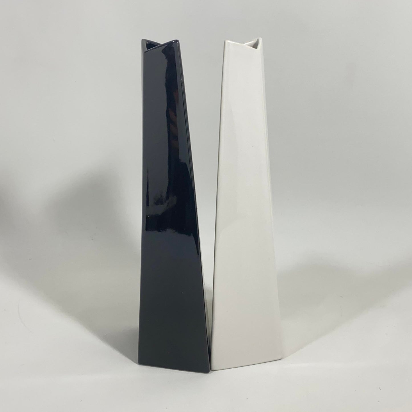 Postmodern Slanted Black and White Vase Pair by Studio Nova