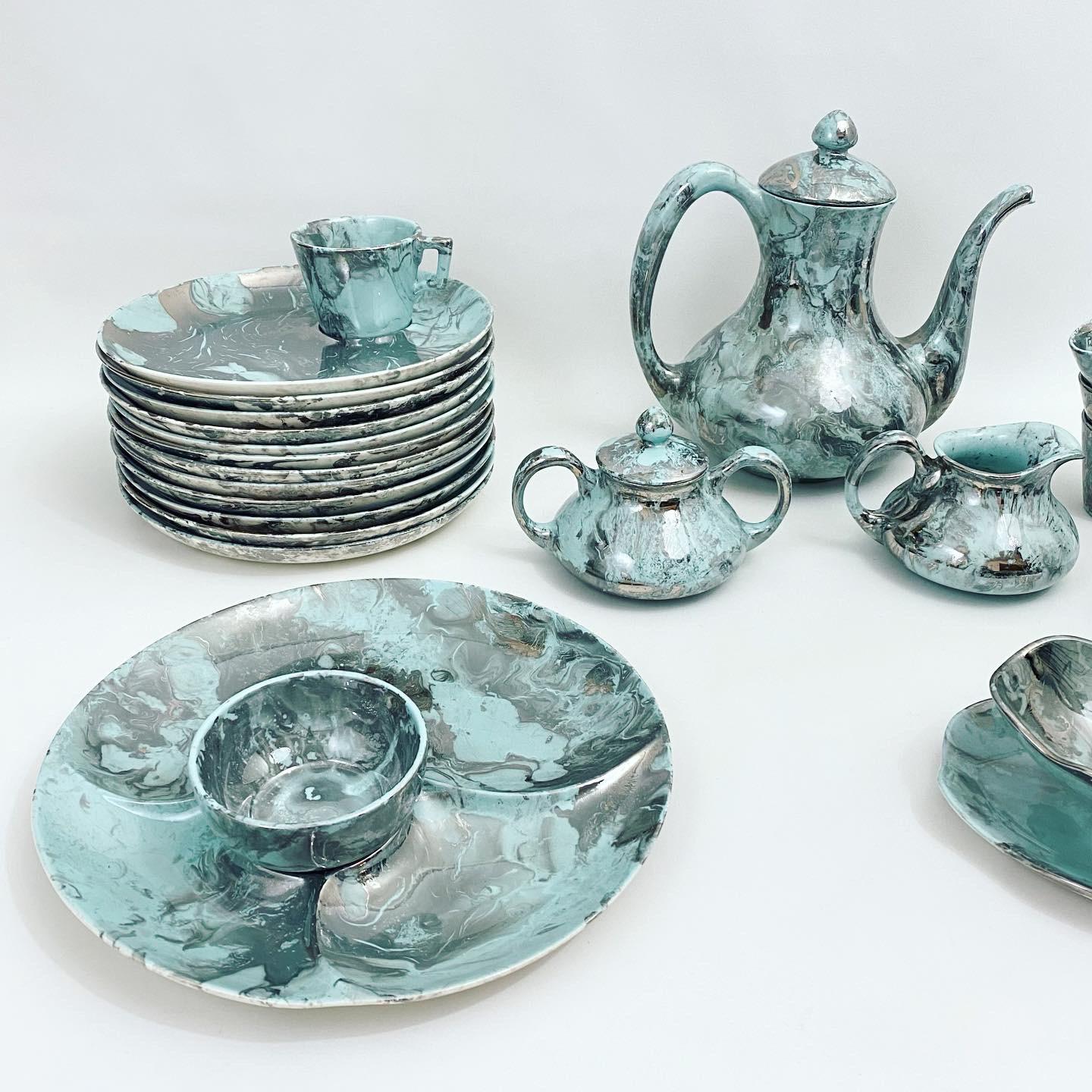 Sascha Brastoff "Surf Ballet" Tea & Coffee Service for 12 and Serving Set- 33 Piece Total