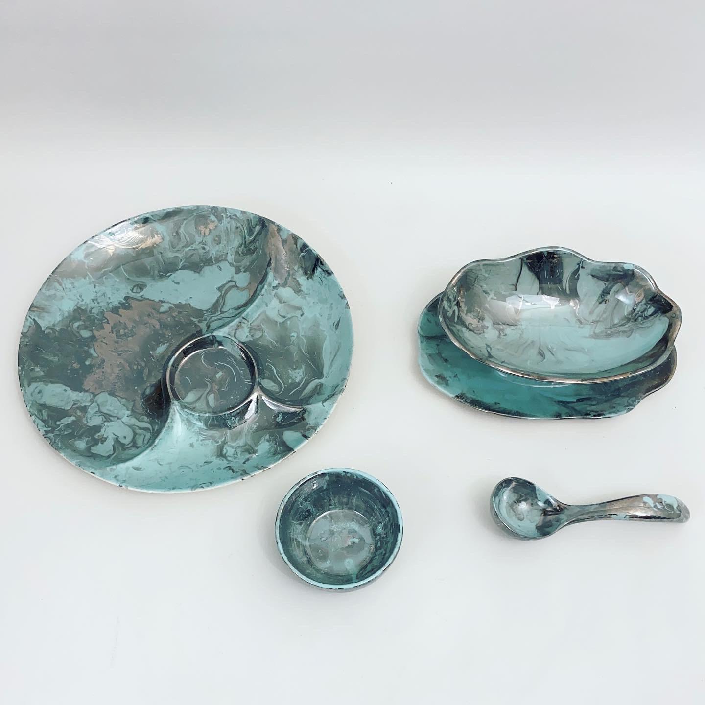 Sascha Brastoff "Surf Ballet" Tea & Coffee Service for 12 and Serving Set- 33 Piece Total
