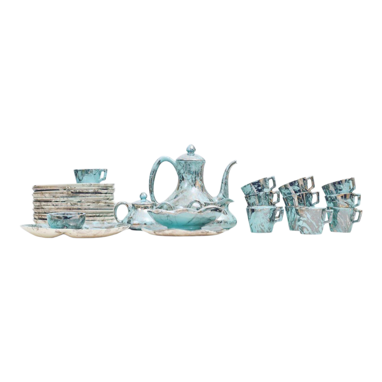 Sascha Brastoff "Surf Ballet" Tea & Coffee Service for 12 and Serving Set- 33 Piece Total