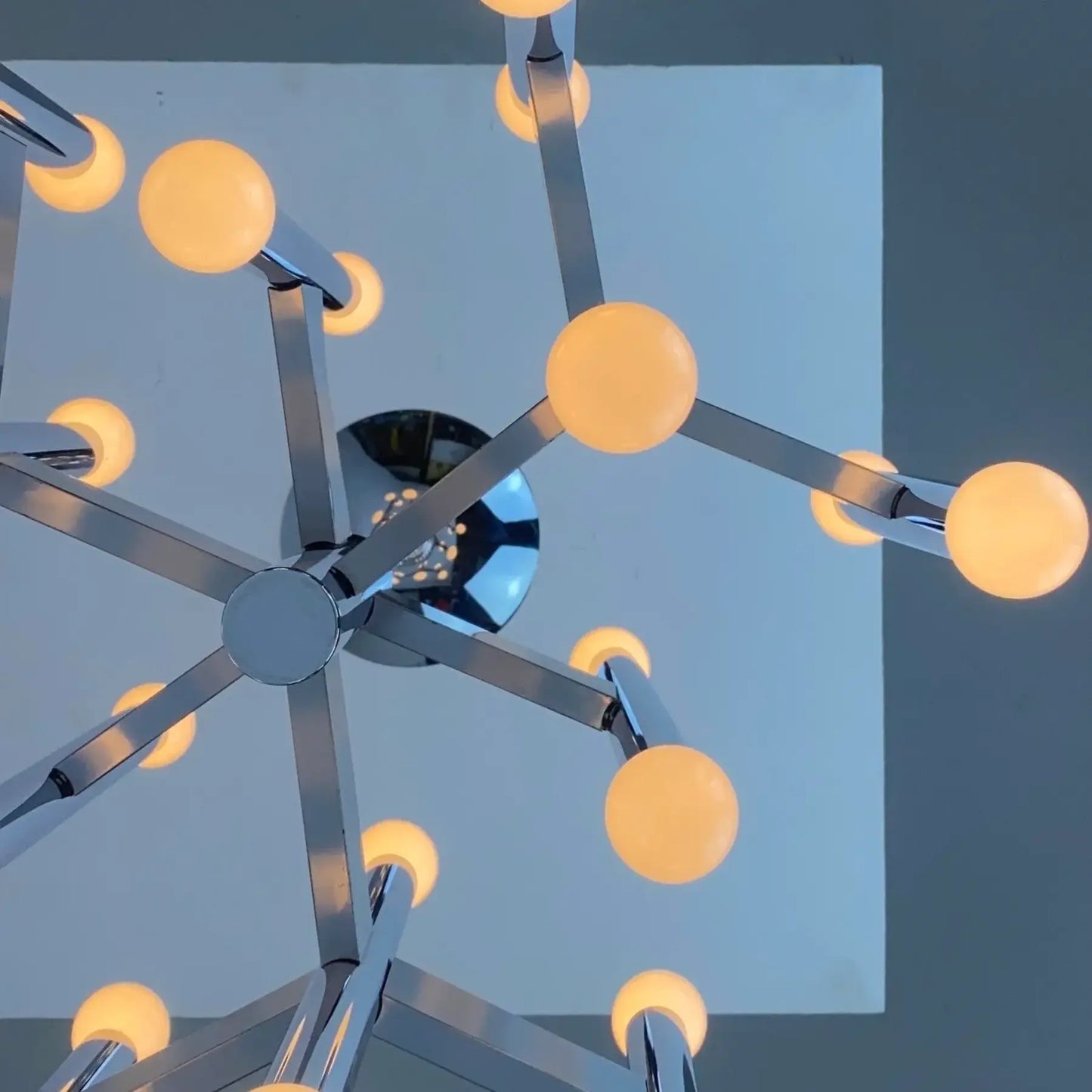 Robert Sonneman 24 Bulb Chrome Chandelier, 1970s