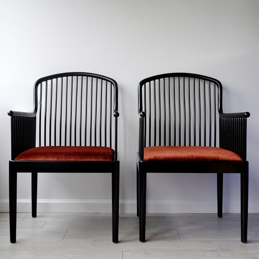 Vintage Stendig "Andover" Pair of Arm Chairs in Copper Rust Velvet