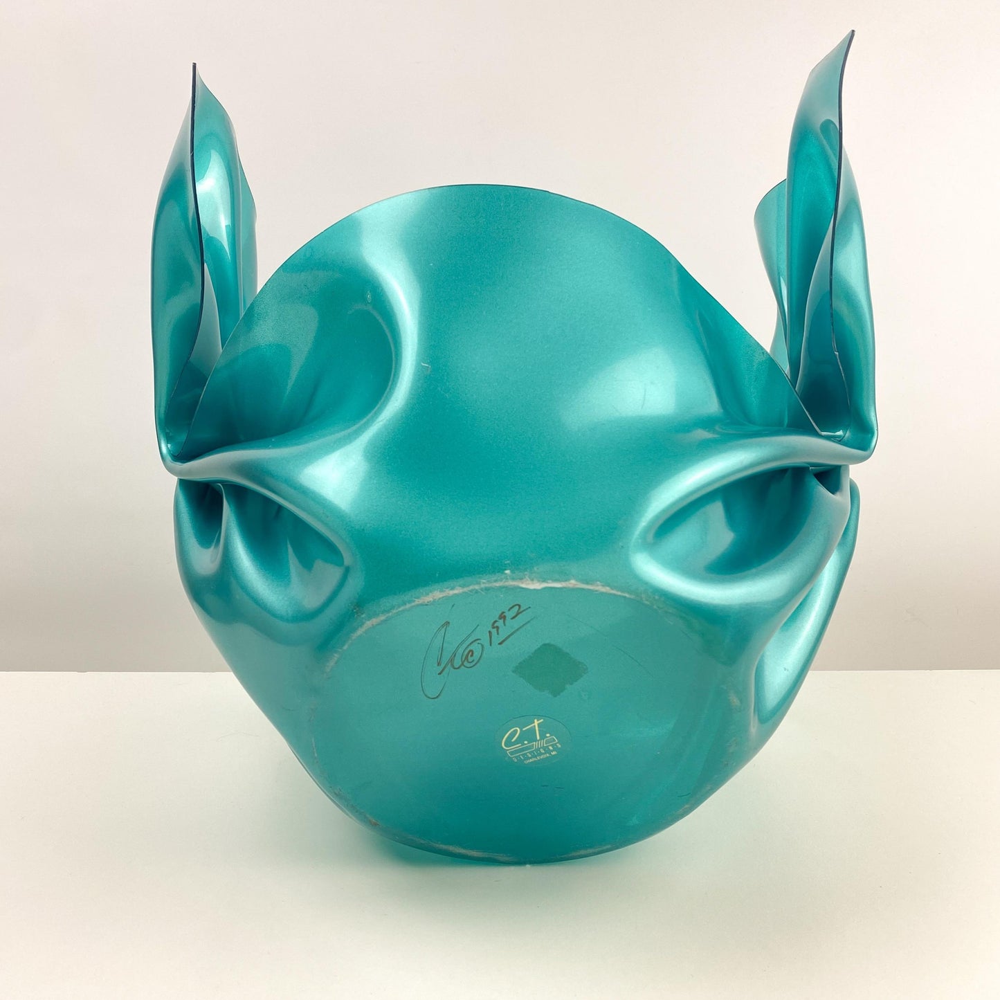 C T Designs Teal Bow Lucite Decorative Bowl