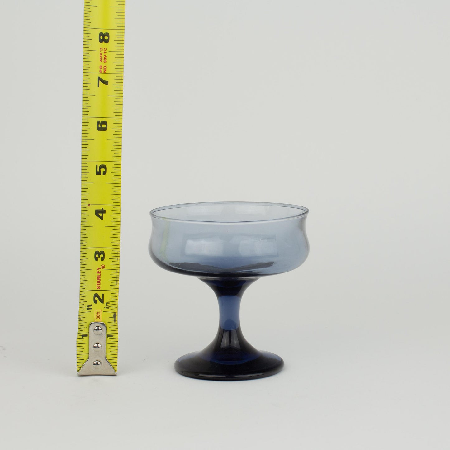 Mid-Century Modern Blue Champage Coupe Glasses - Set of 6