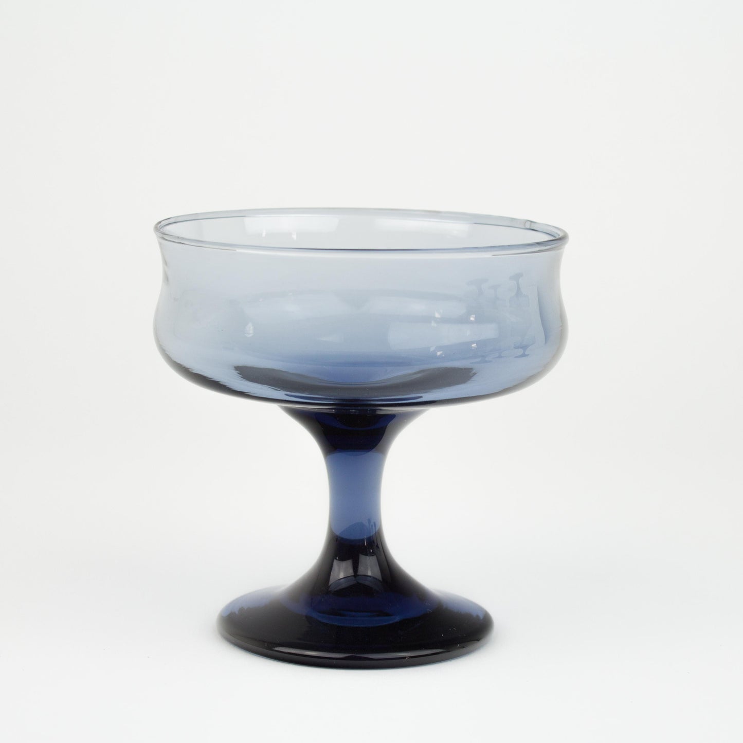 Mid-Century Modern Blue Champage Coupe Glasses - Set of 6
