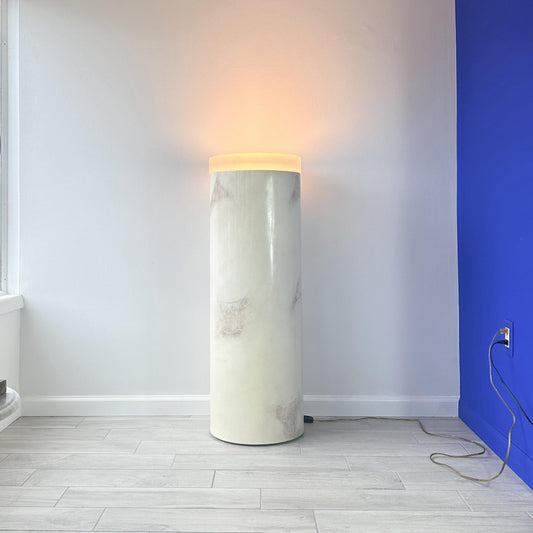 Faux Goatskin Lacquered Light Up Pedestal