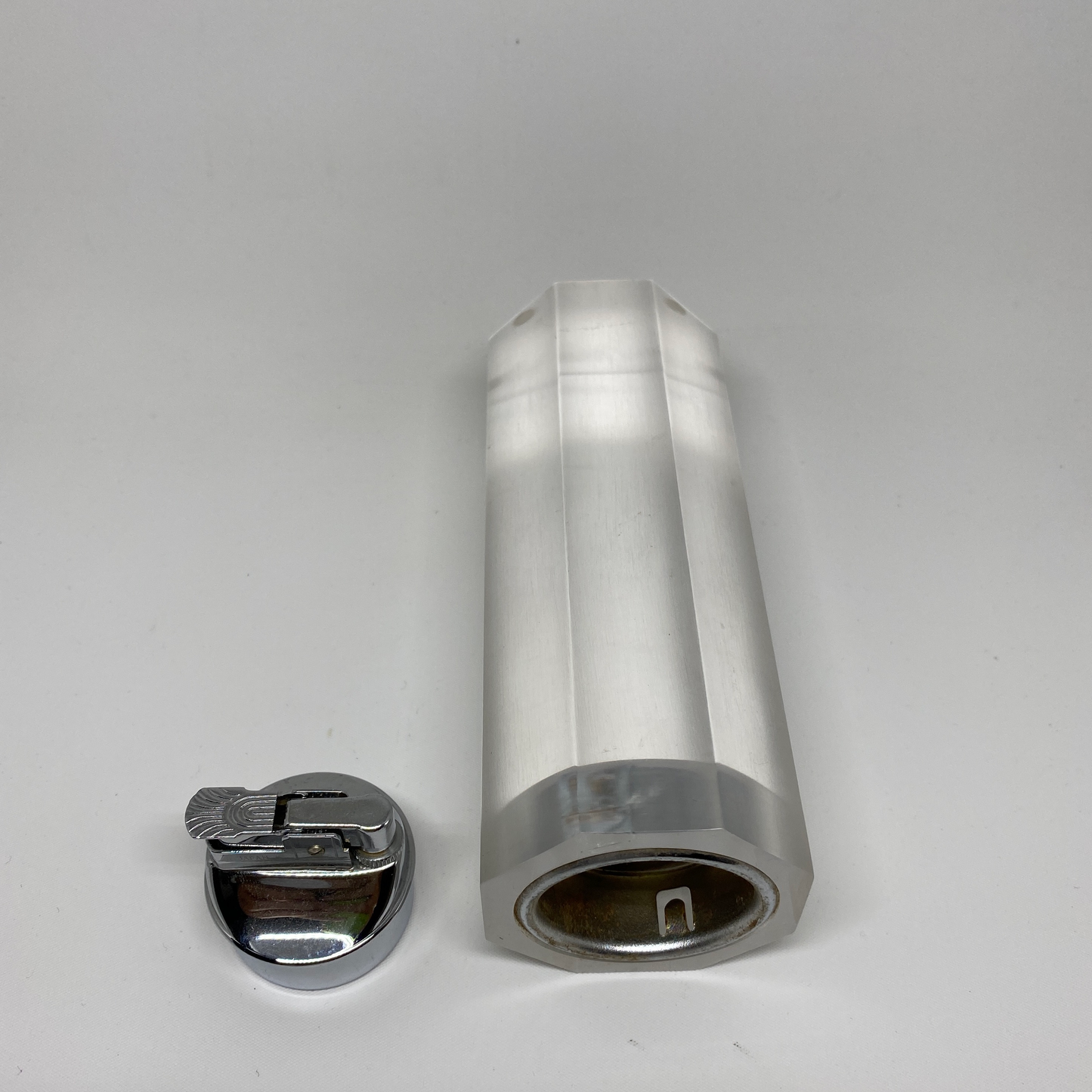 Opaque Lucite Faceted Table Lighter