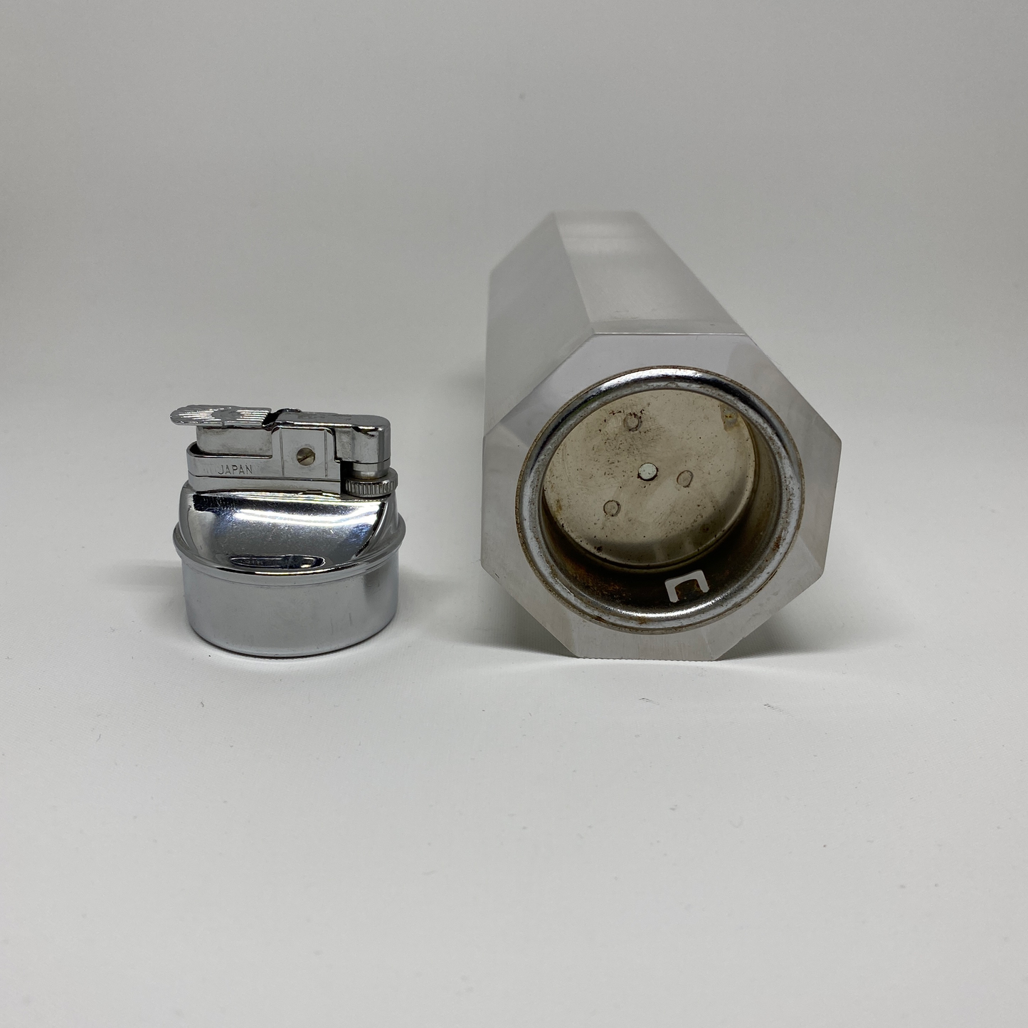 Opaque Lucite Faceted Table Lighter