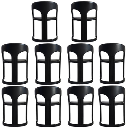 Postmodern Italian Lacquered Chairs With Goatskin Leather Seats and Back- Set of 10