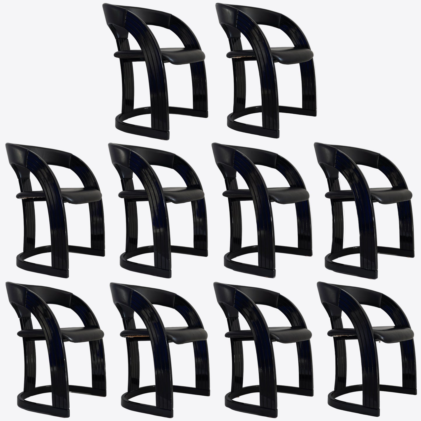 Italian postmodern lacquer chairs set of 10