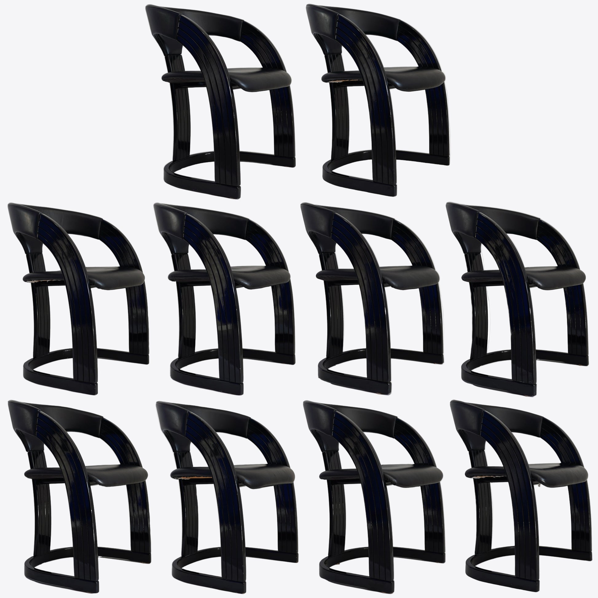 Italian postmodern lacquer chairs set of 10