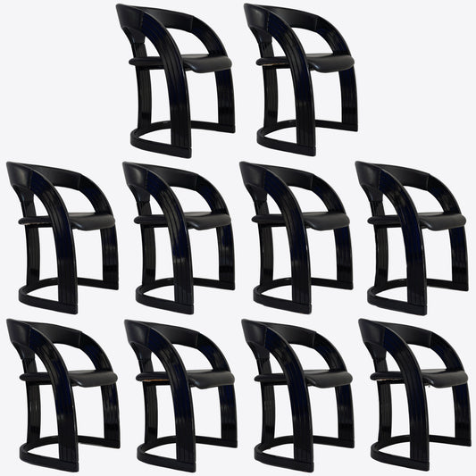 Italian postmodern lacquer chairs set of 10