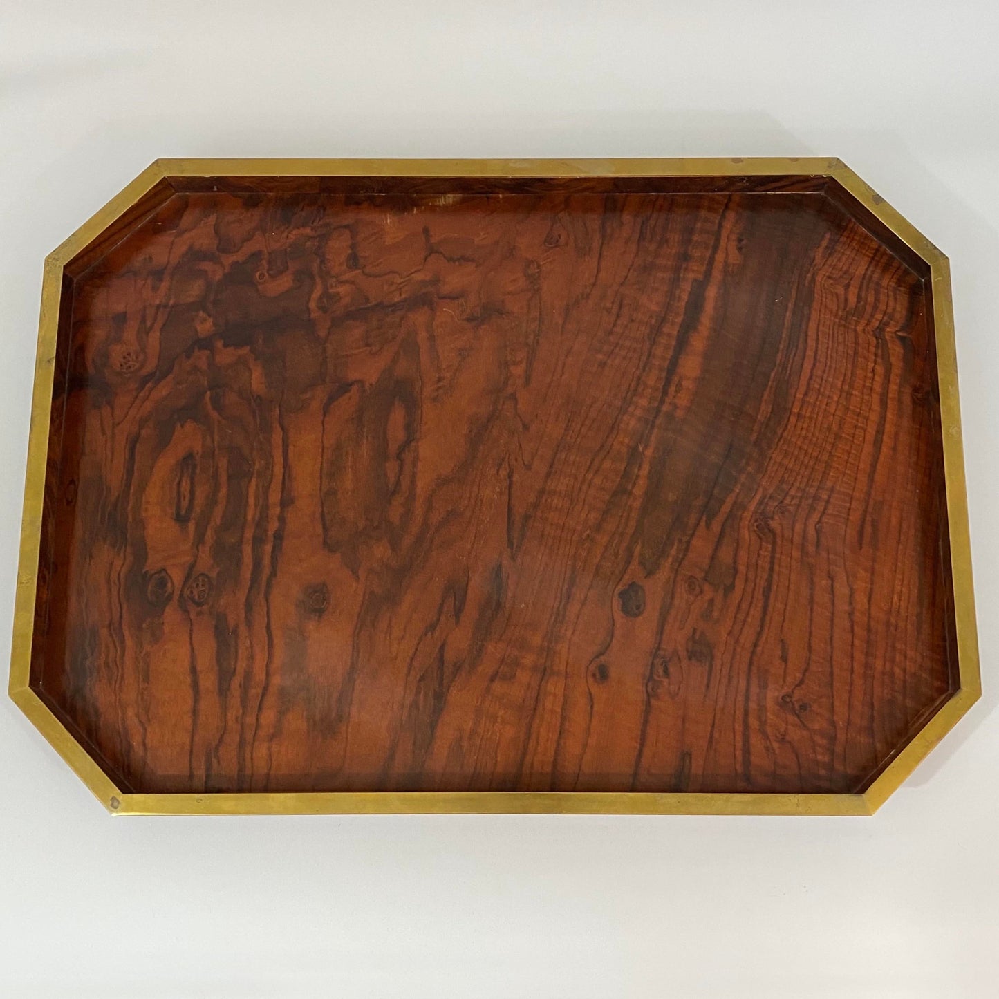 Tommaso Barbi Rosewood and Brass Tray