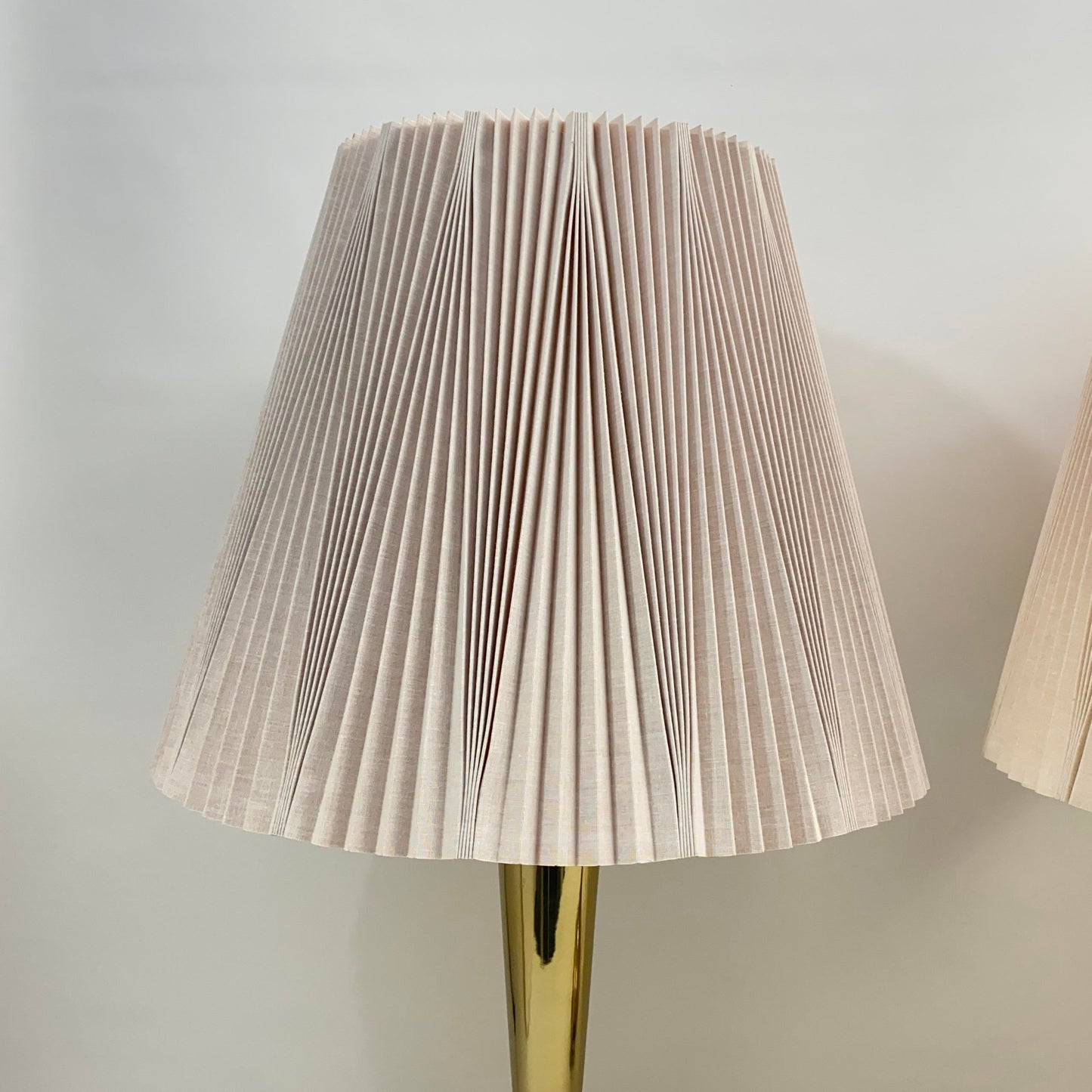 Laurel Lamp Co. Footed Brass Lamp Pair With Pleated Shades