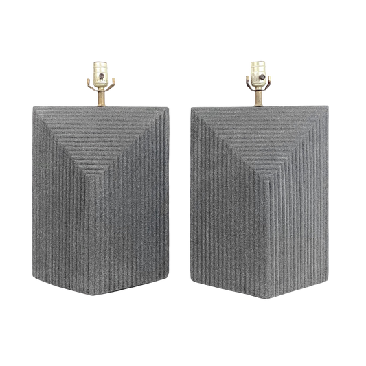 Grey Postmodern Sculptural Ceramic Lamp Pair