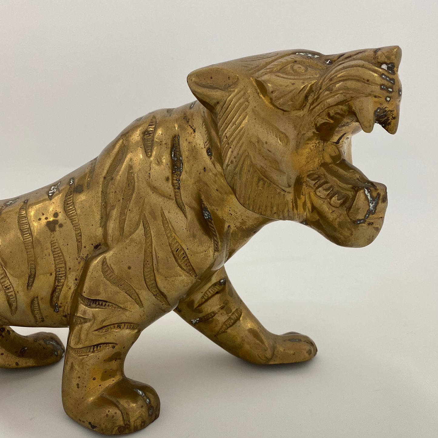 Brass Prowling Tiger Table Statue