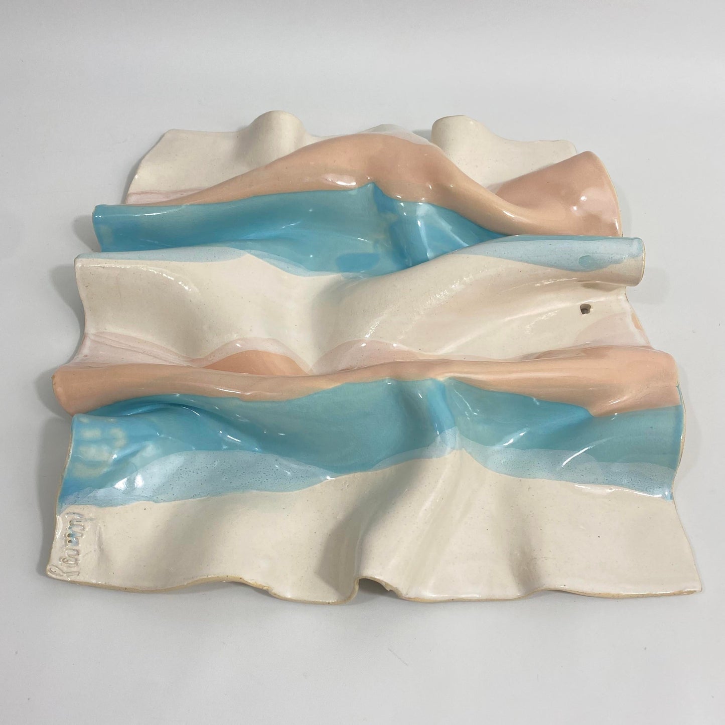 Trompe l'Oeil Crumpled Fabric Ceramic Wall Sculpture by Barbara Demery