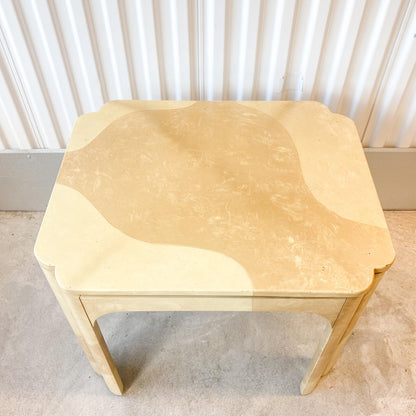 Faux Goatskin Lacquered Finish Side Table
