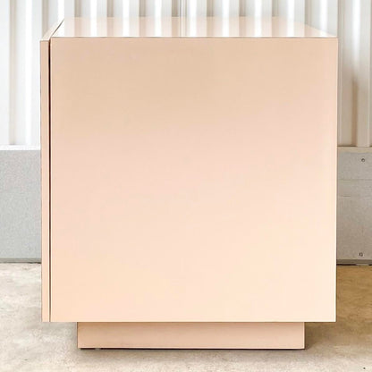 Pink Laminate Side Table With Interior Shelf Storage