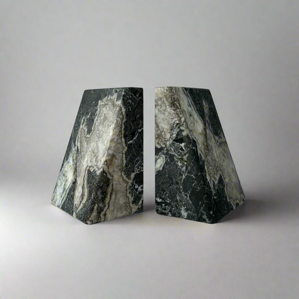 Late 20th Century Green Marble Slanted Bookend Pair