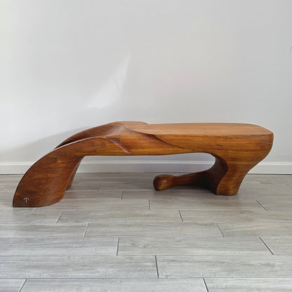 Ed Merklinger Sculpture Wood Carved Abstract Form Coffee Table Circa 1970