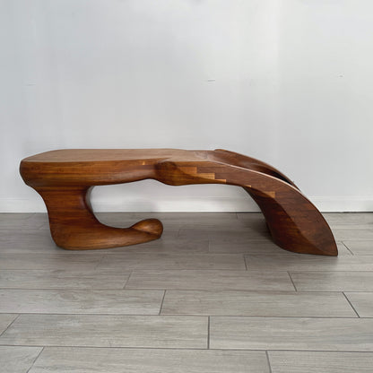 Ed Merklinger Sculpture Wood Carved Abstract Form Coffee Table Circa 1970