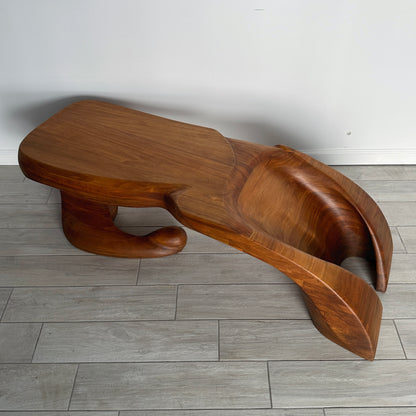 Ed Merklinger Sculpture Wood Carved Abstract Form Coffee Table Circa 1970