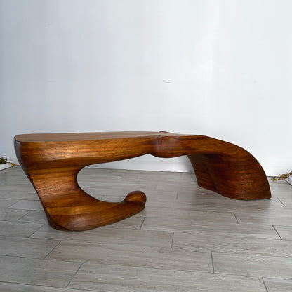 Ed Merklinger Sculpture Wood Carved Abstract Form Coffee Table Circa 1970
