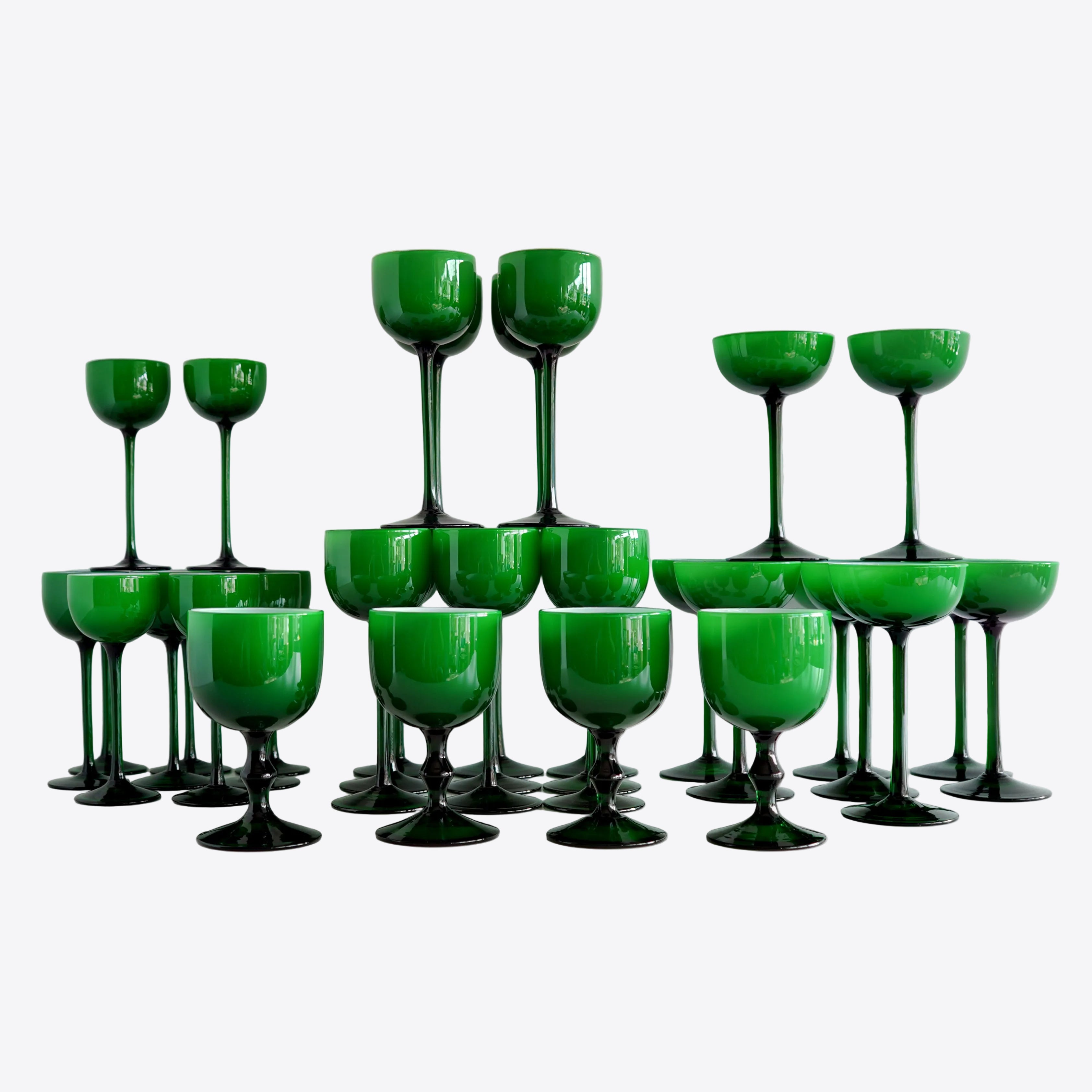 Late 20th Century Carlo Moretti Emerald Cased Drinking Glasses